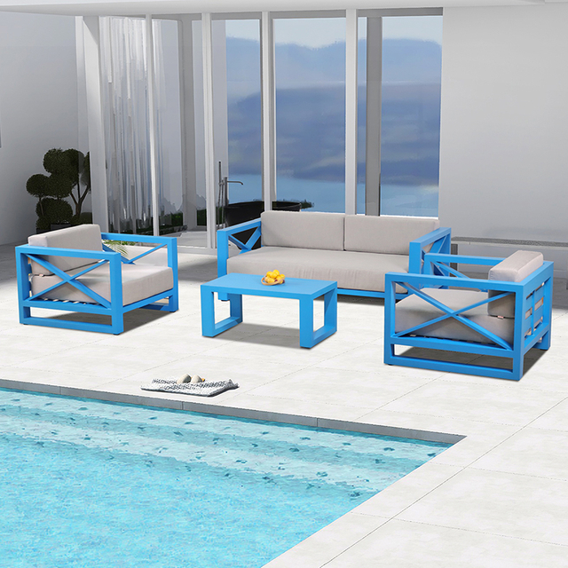 Foshan Factory Project Blue Customized Garden Hotel Sofa
