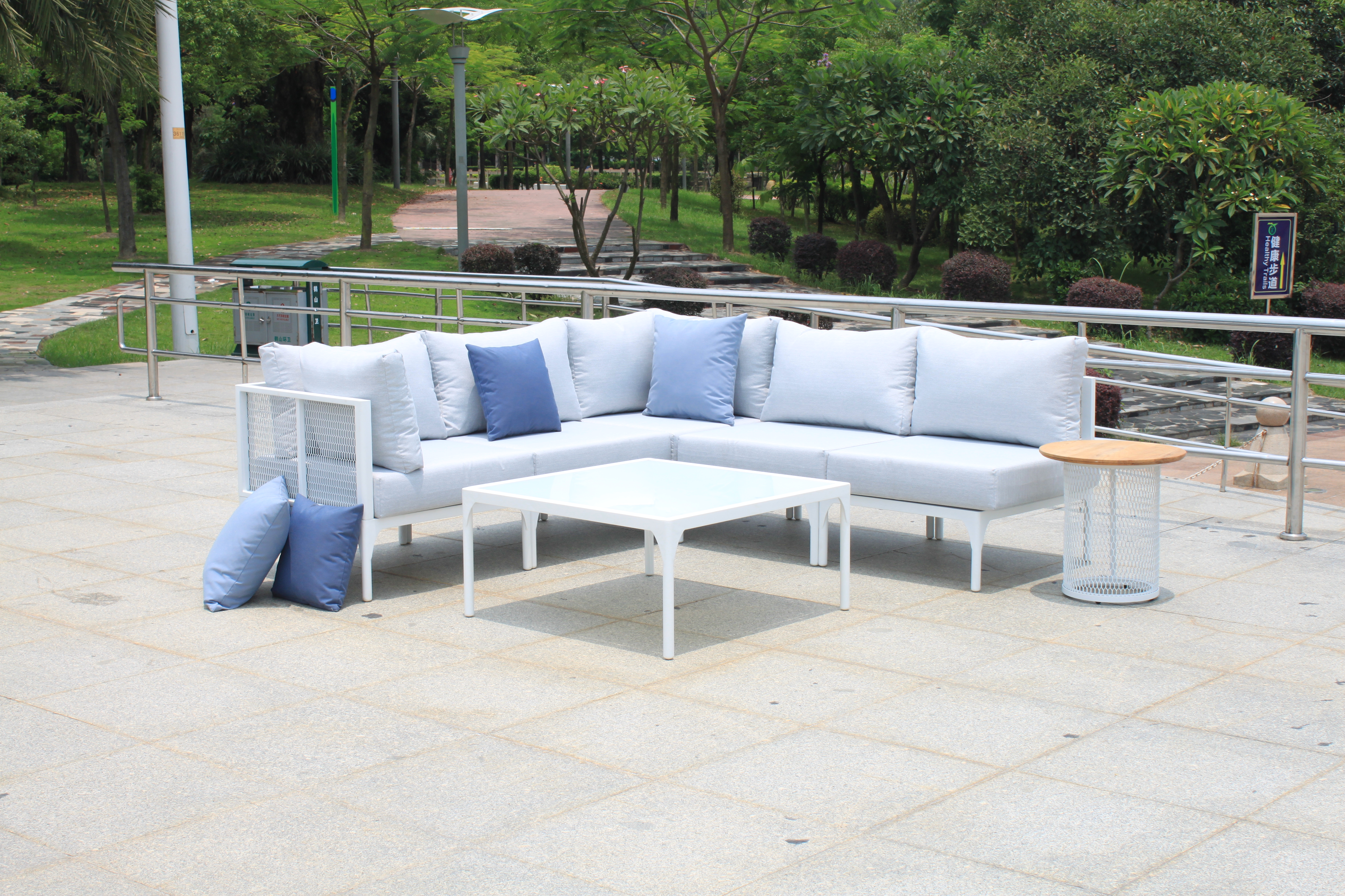 Outdoor Lounge Couch Set Corner Rattan Patio Sofa Set