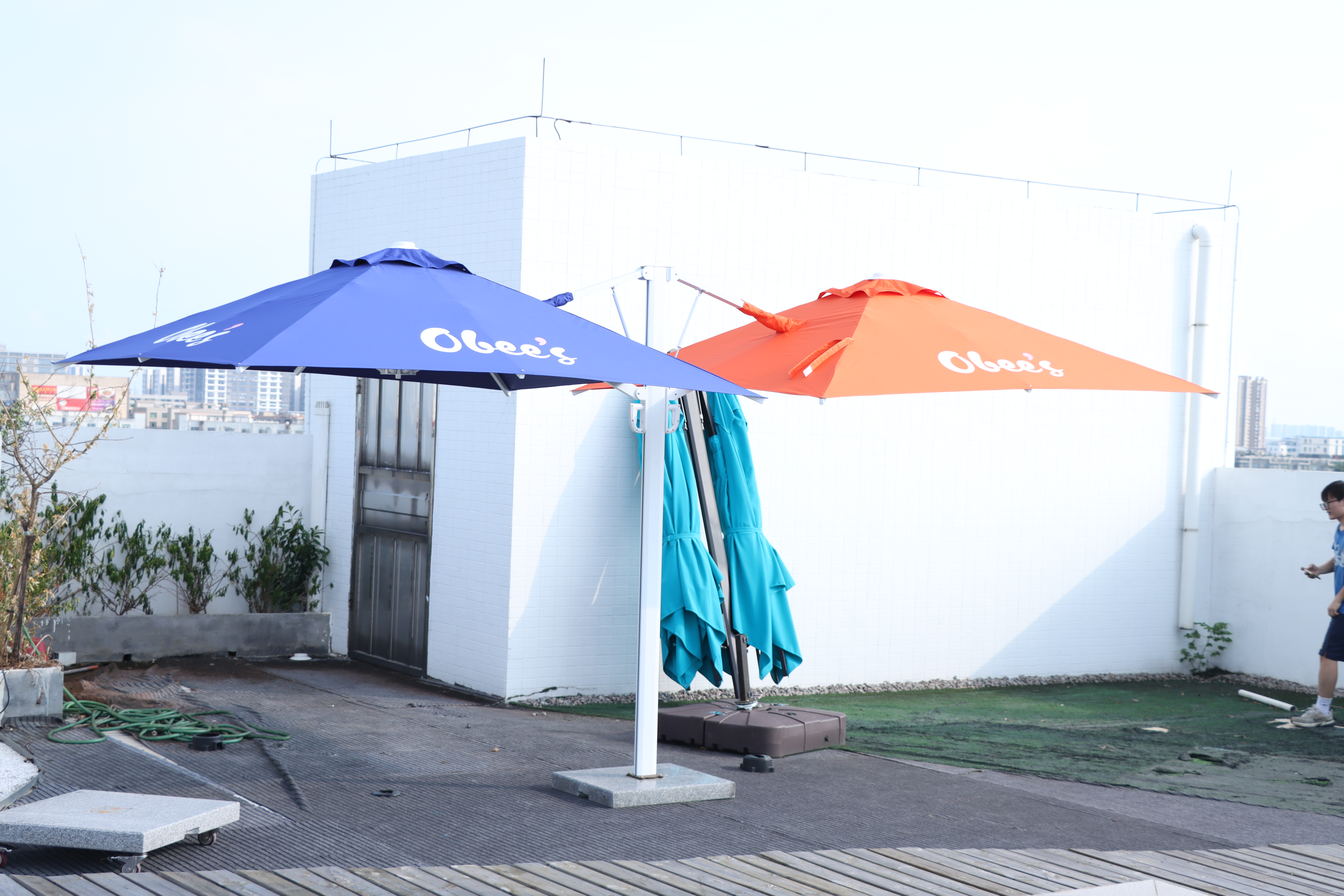 Commercial Beach Patio Double Parasol Dual-head Umbrella