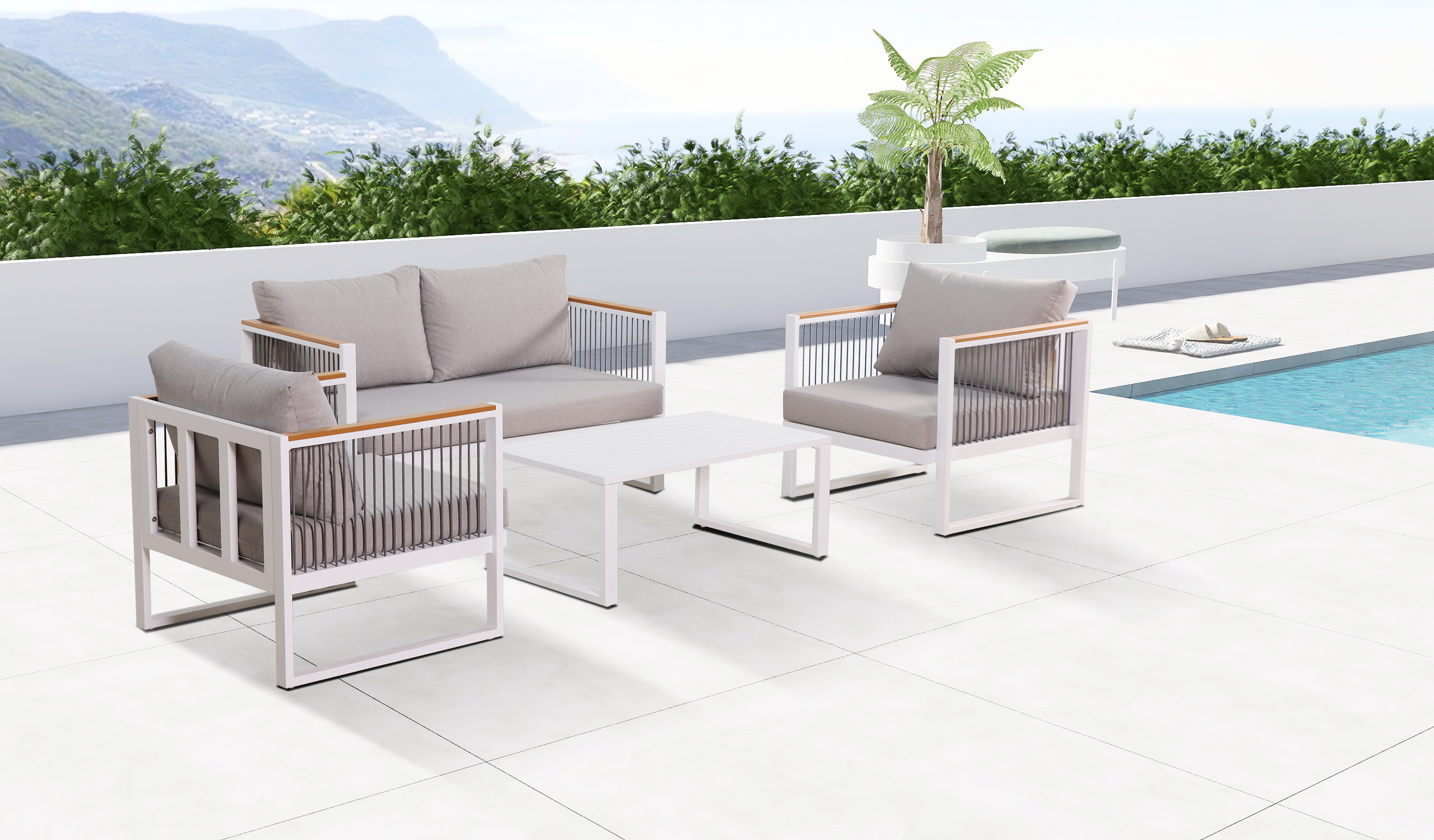 Elegant Aluminum Alloy Water-resistant Outdoor Balcony Sofa