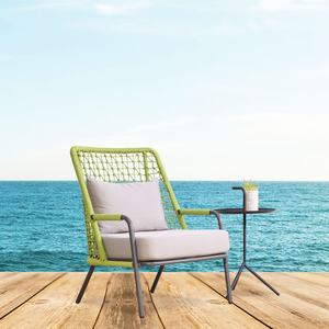 Woven Rope Aluminum Outdoor Lounge Table And Chair Set For Balcony