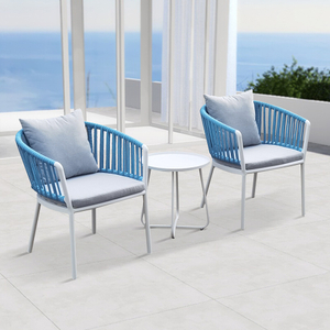 Outdoor Leisure Balcony Waterproof Fabric Rope Chair with Metal Frame