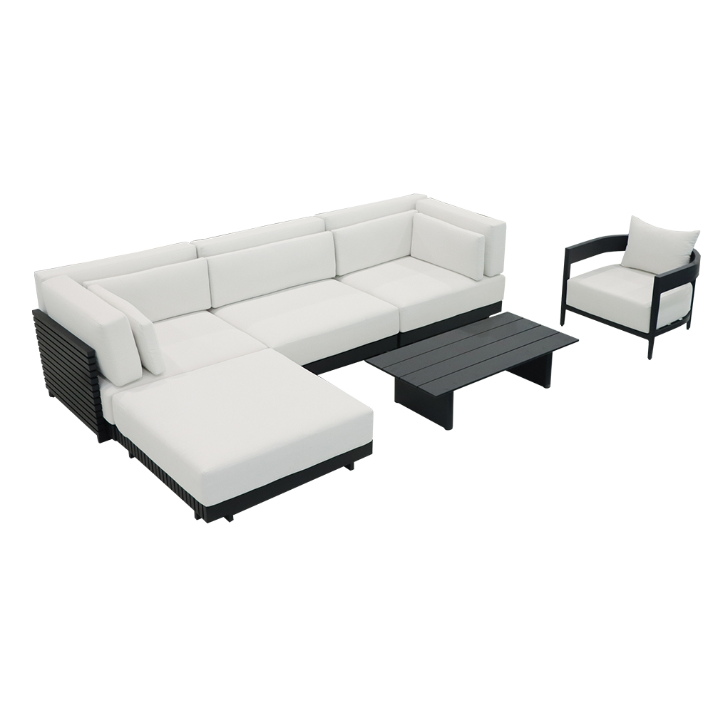Patio Outside Furniture Comfortable Cushions L Shape Aluminum Outdoor Sectional Sofa