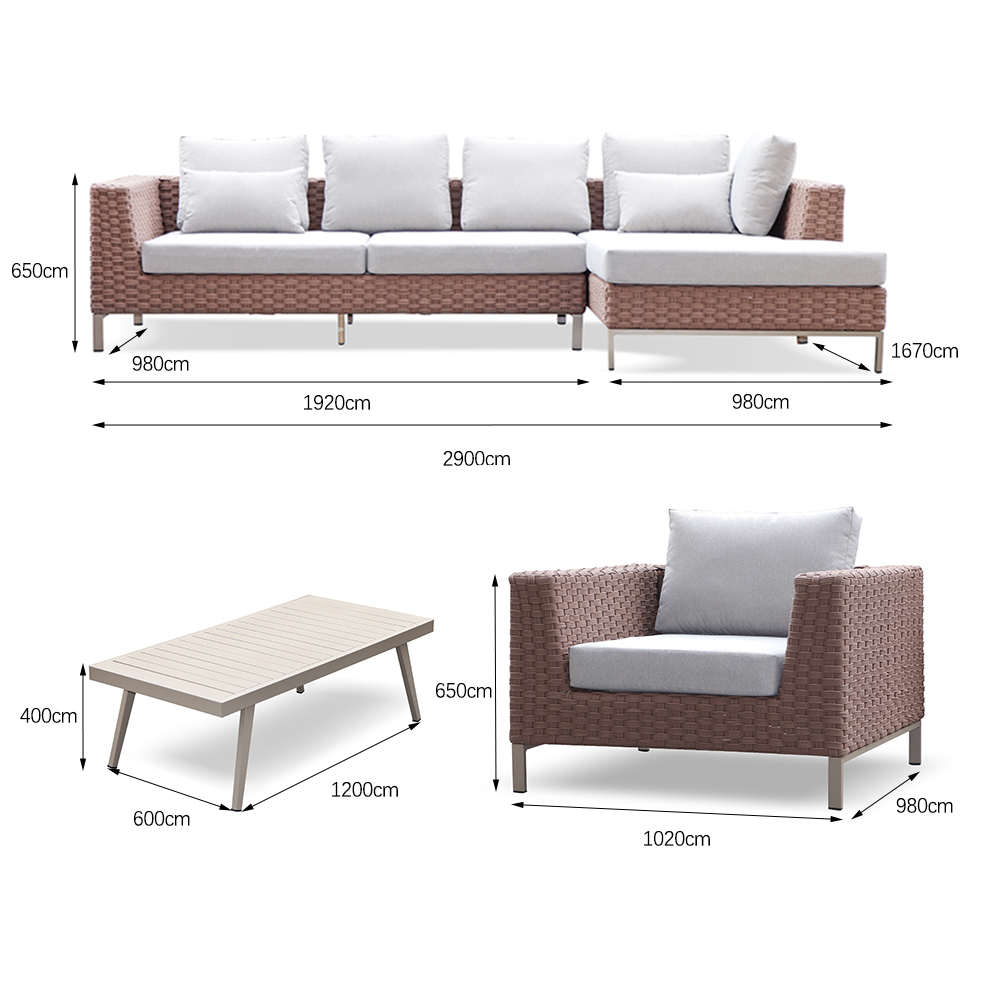Luxury High Quality Modern Aluminum Outdoor Patio Rattan Sofa Set