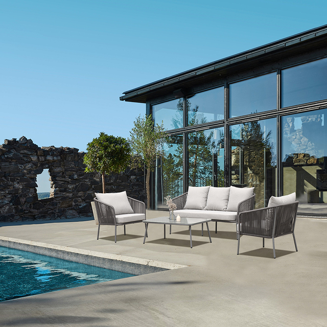 Rope 4pcs Sofa Aluminum Waterproof Leisure Garden Sofa