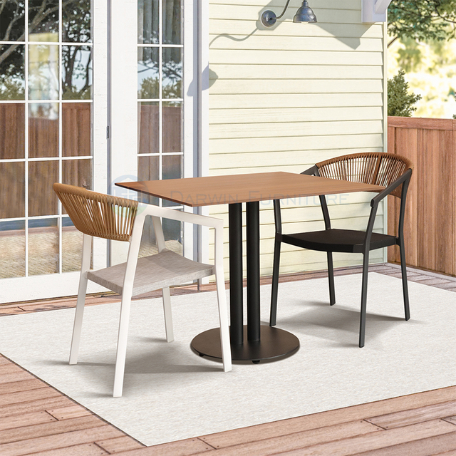 Modern Garden Wooden Square Shape Dining Table And Chairs