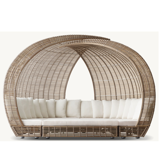 High Quality Contemporary Rattan Garden Daybed with Canopy