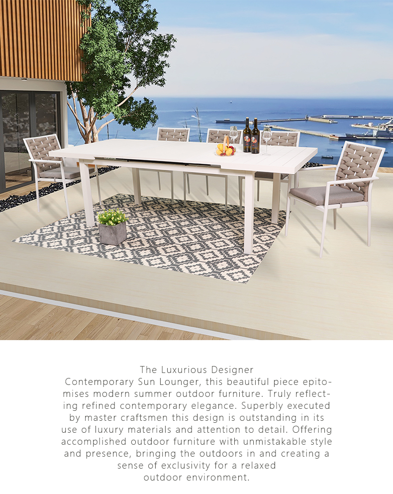 Modern White Extendable Outdoor Dining Set