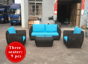 PE Rattan Garden Conversation Sofa-Three seater