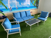 Waterproof Aluminum Outdoor Sofa Couch with Blue Cushion