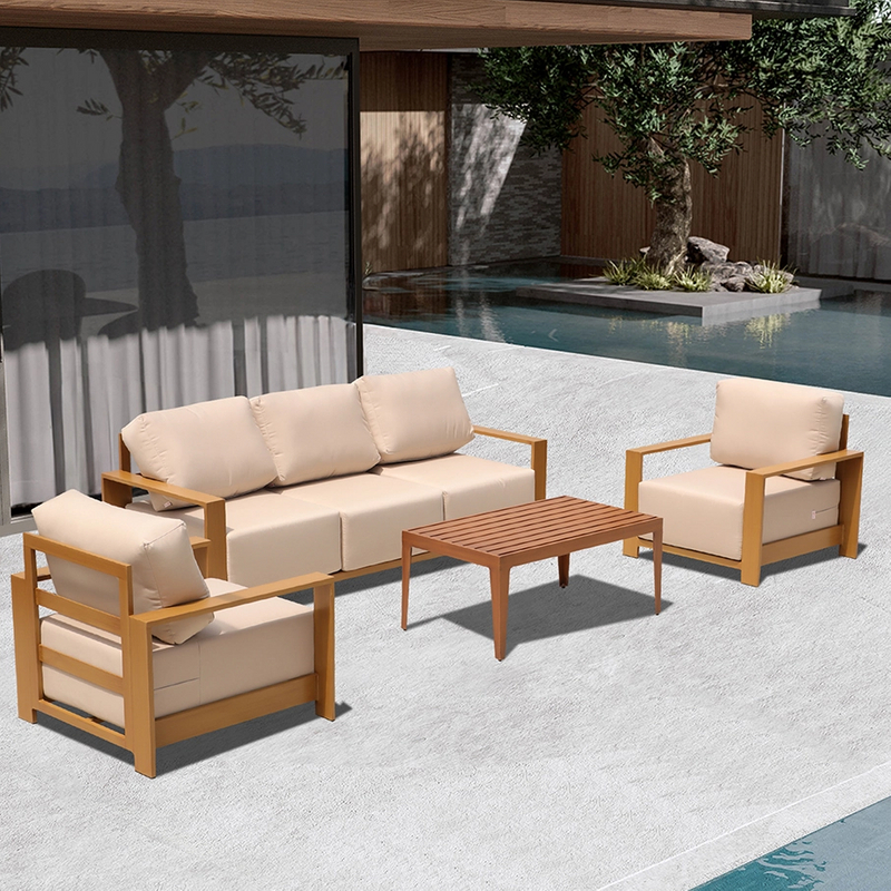 Luxury Modern Outdoor Aluminum Sofa Chair Set with Waterproof Cushion