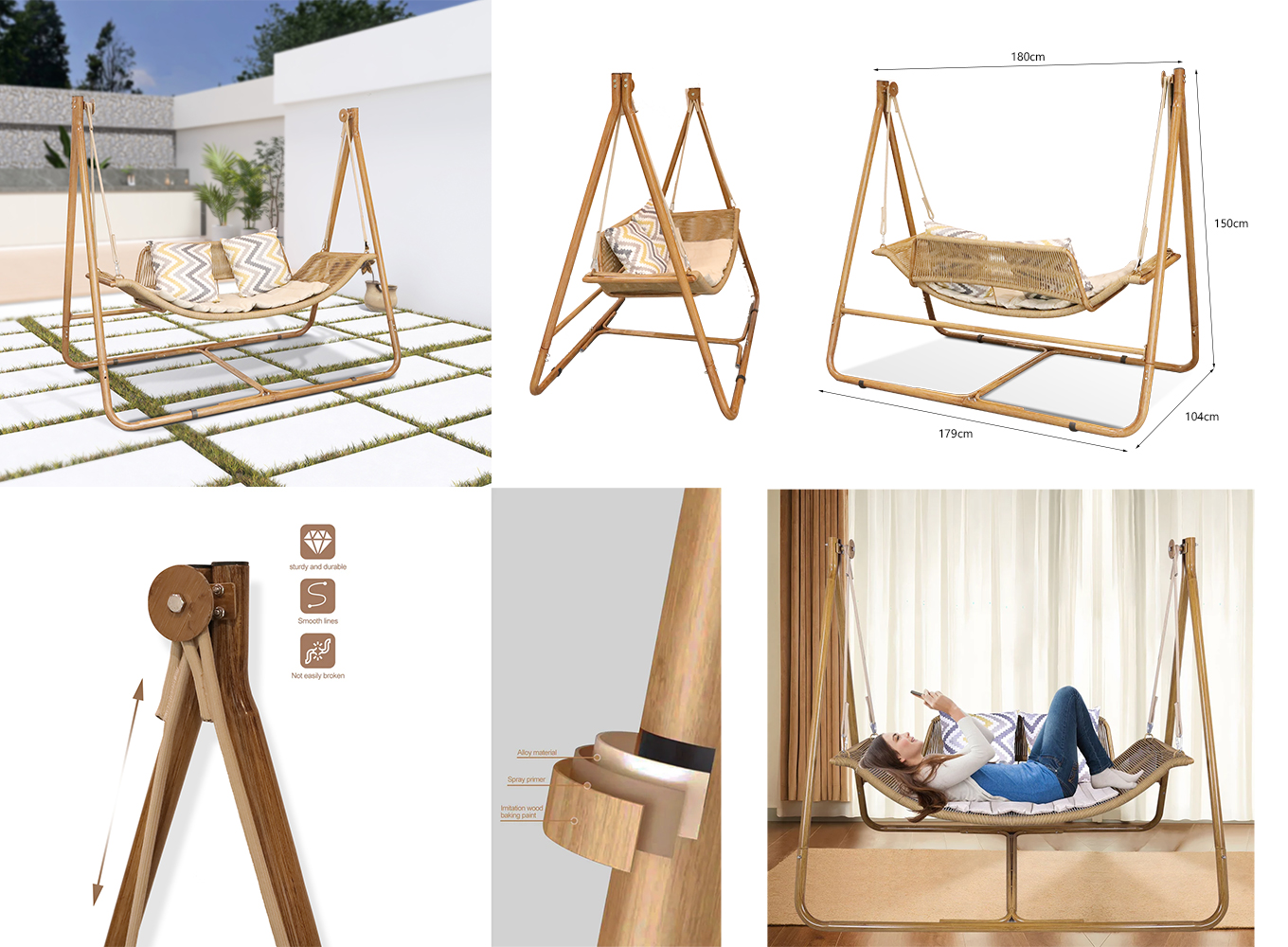 Modern Egg Chair Swing Rattan Double Outdoor Patio Hanging Swing Chair