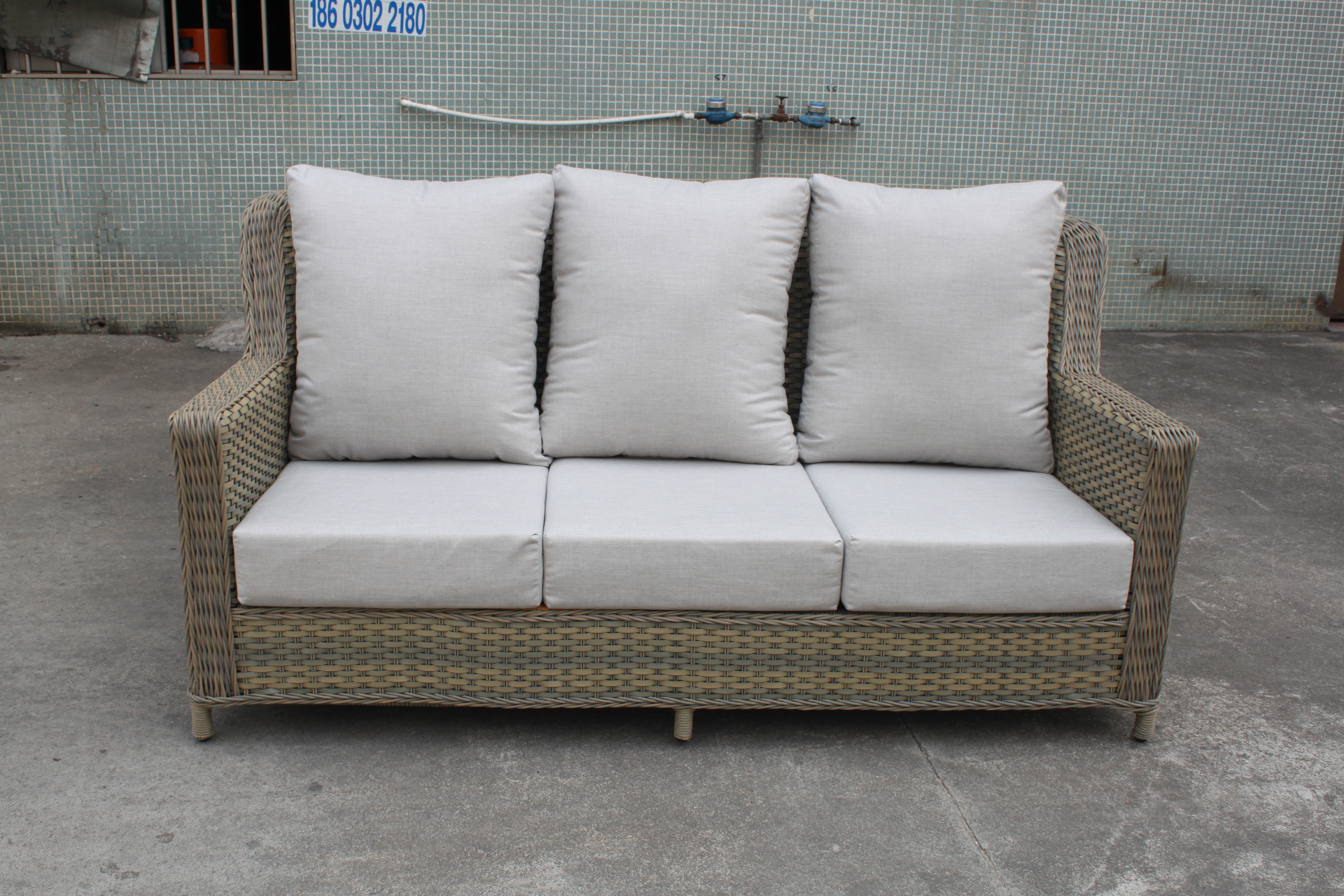 5-piece Outdoor Rattan Sofa with Cushion