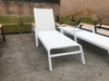 Adjustable Sun Lounger with Wooden Armrest - White