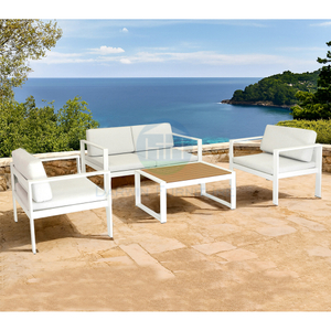 Wholesale Commercial FoShan Balcony Garden Couch Patio White Aluminum Sofa Set