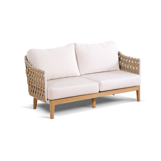 Commercial Outdoor Sofa Set High End Teak Wood Rope Hotel Sofa