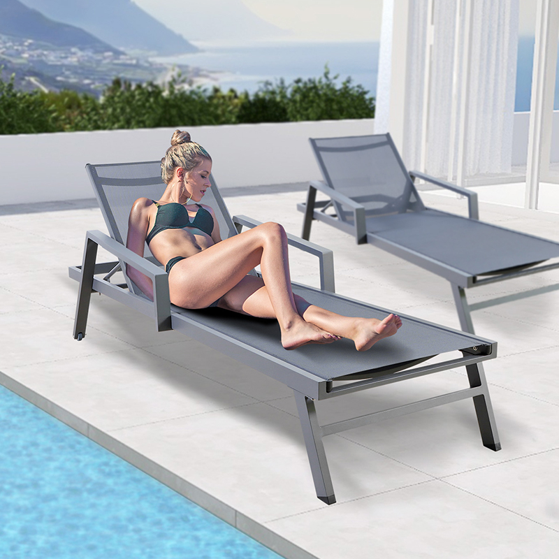 Modern Swimming Pool Black Sun Lounger Furniture