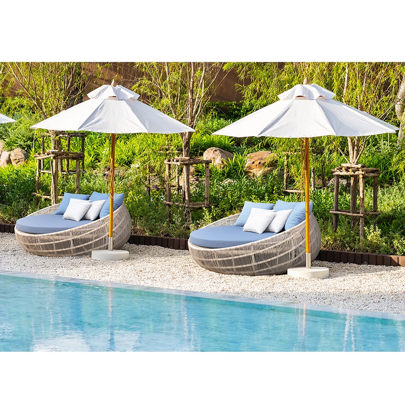 Outdoor Lounge 2 Person Beach Rattan Daybeds