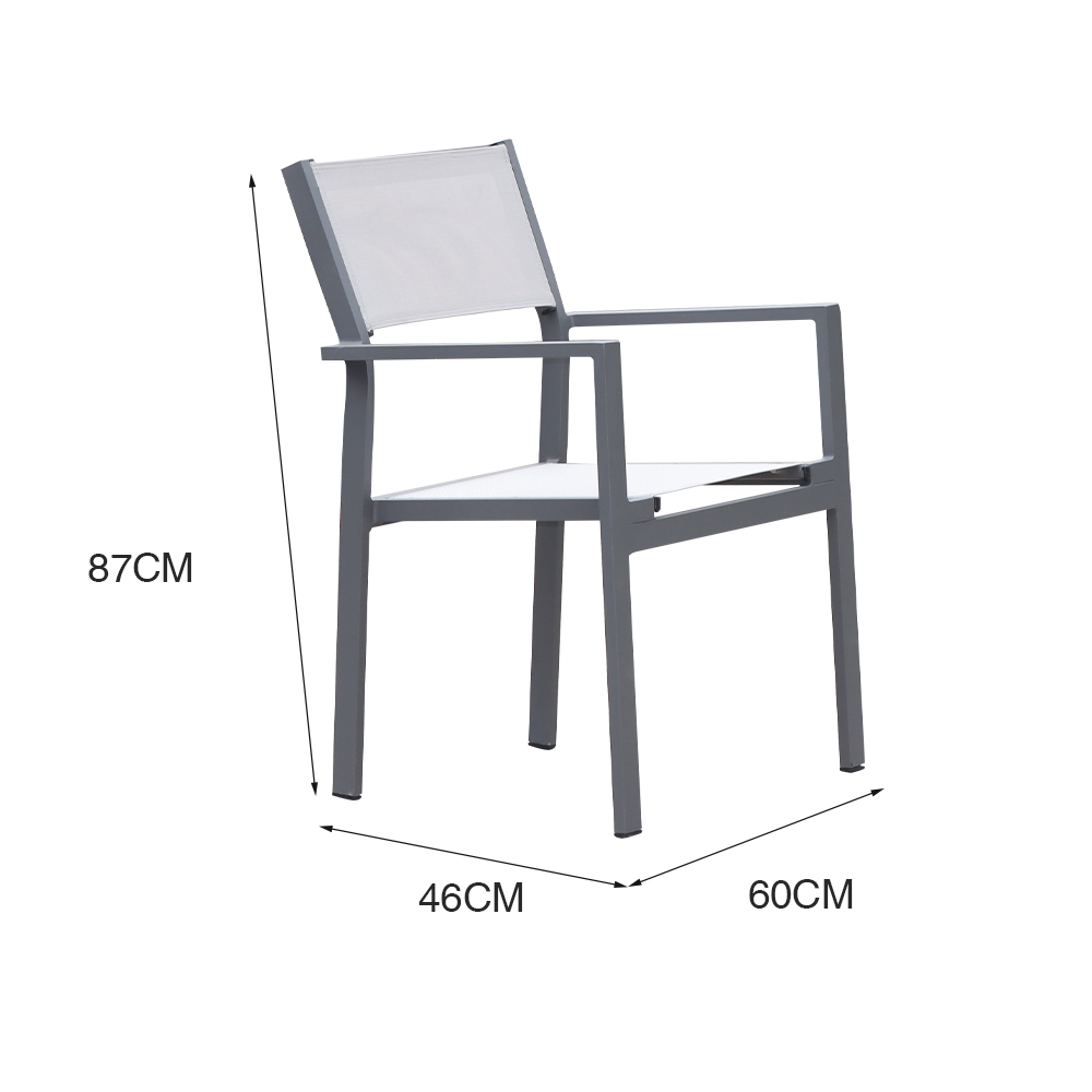 Modern Grey Garden Aluminum Dining Table And Chairs Set