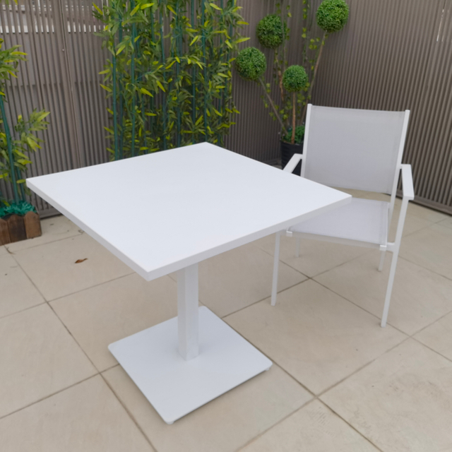 White Leisure Cafe Square Aluminum Outdoor Dining Set