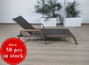 Adjustable Sun Lounger with Wooden Armrest - Black