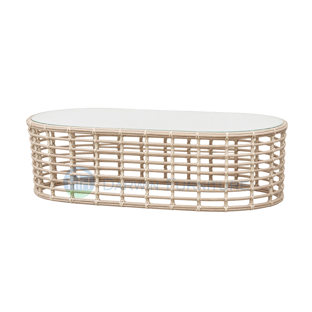 Modern Outdoor PE Rattan Patio Furniture Set with Sintered Stone Tabletop Waterproof Fabric