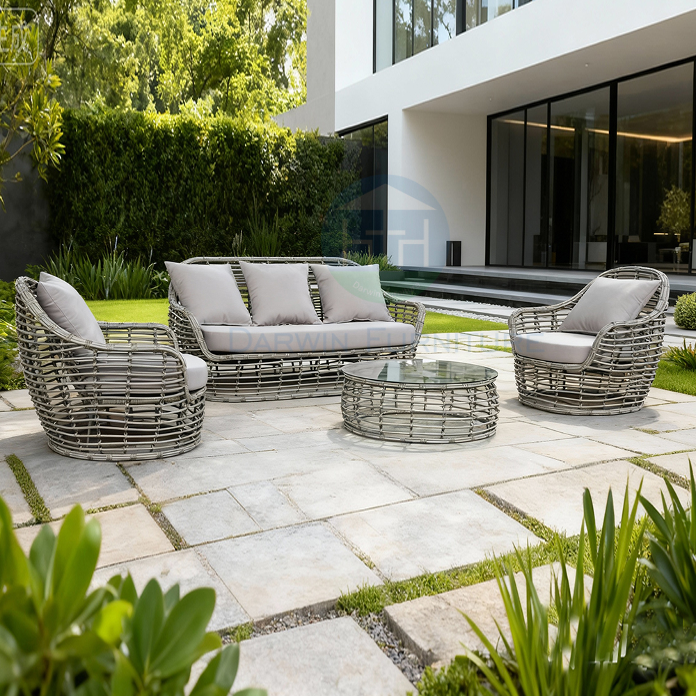 Luxury Thick-Weave Rattan Garden Furniture Outdoor Sofa Set