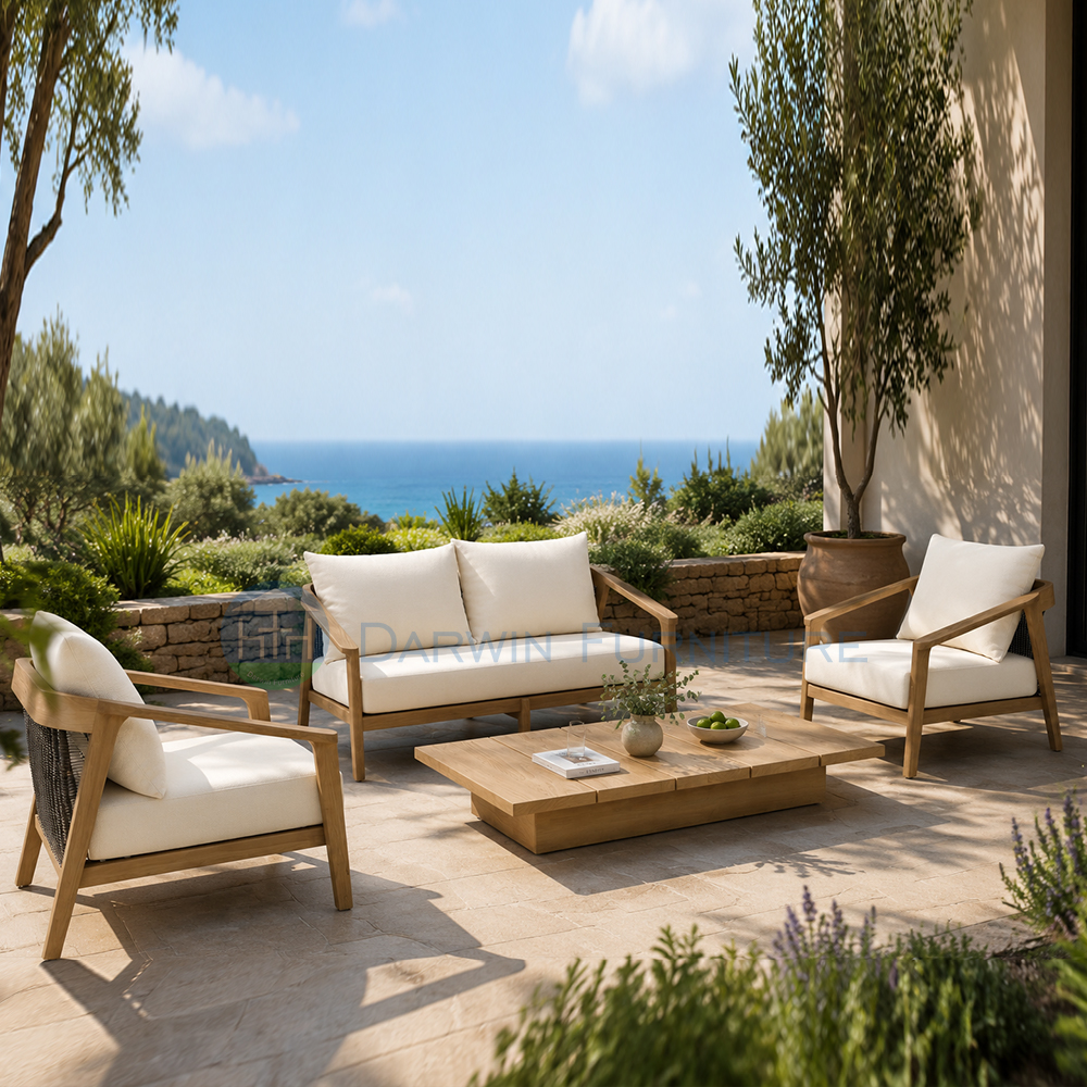 Commercial Grade Solid Wood Outdoor Sofa Set
