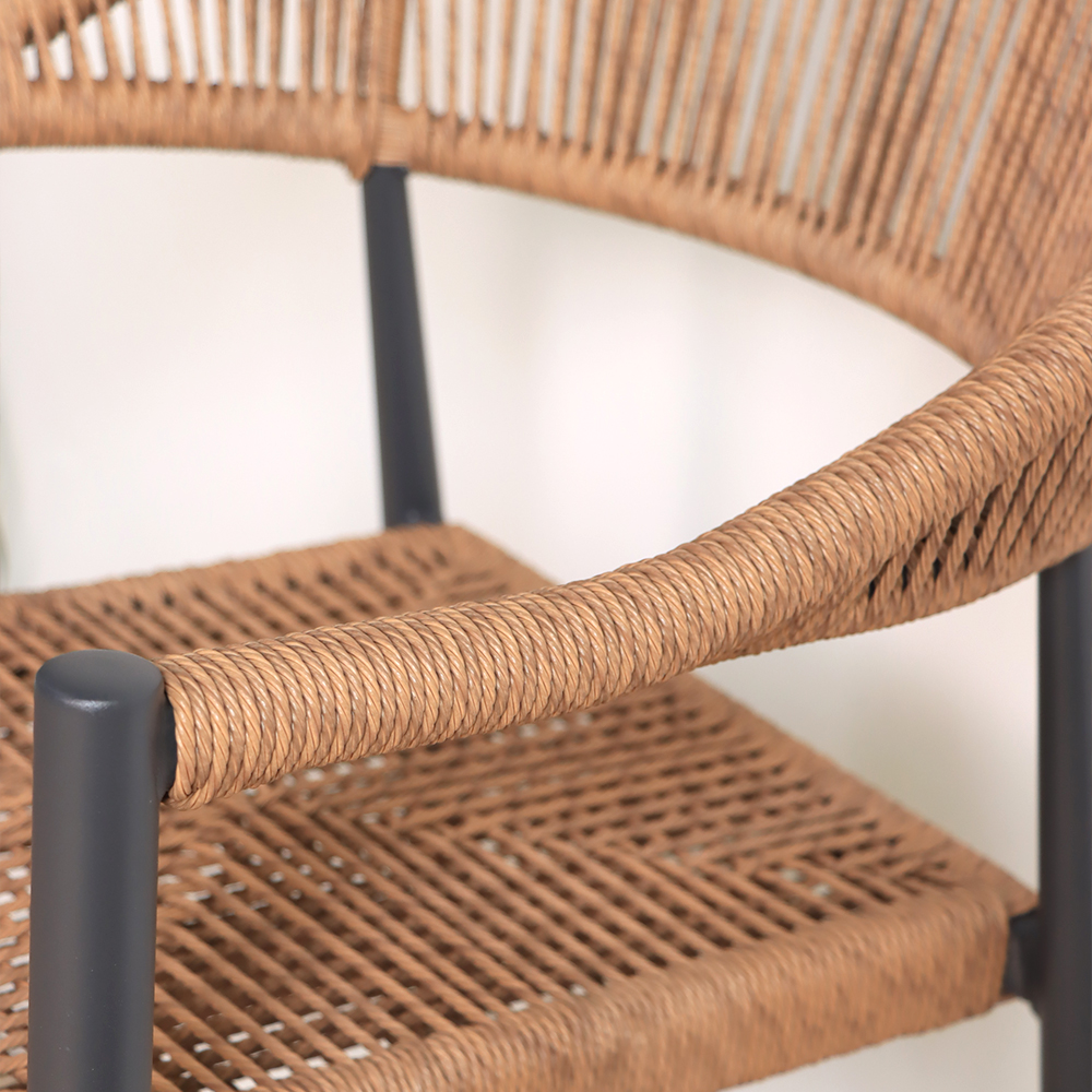 Nordic Minimalist Rope-Woven Outdoor Aluminum Bar Chair