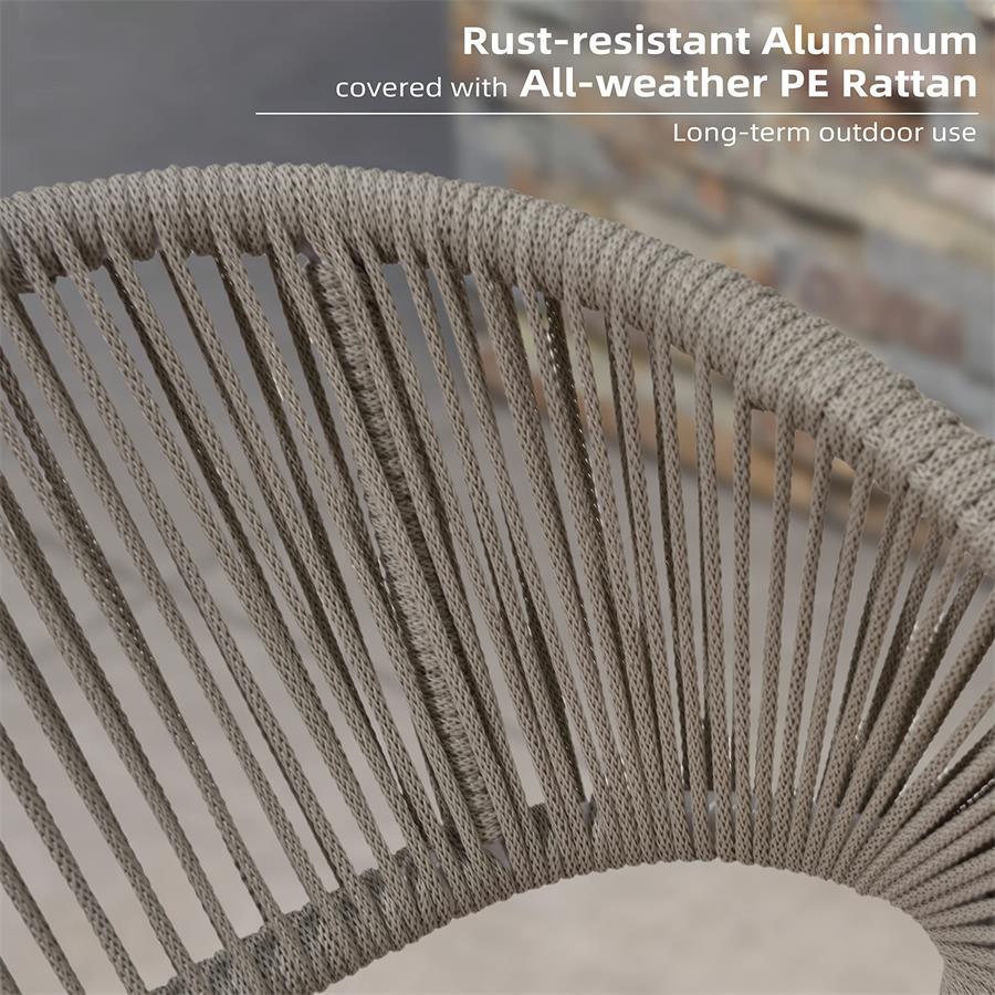 Commercial-Grade Rope Woven Outdoor Aluminum Bar Chair