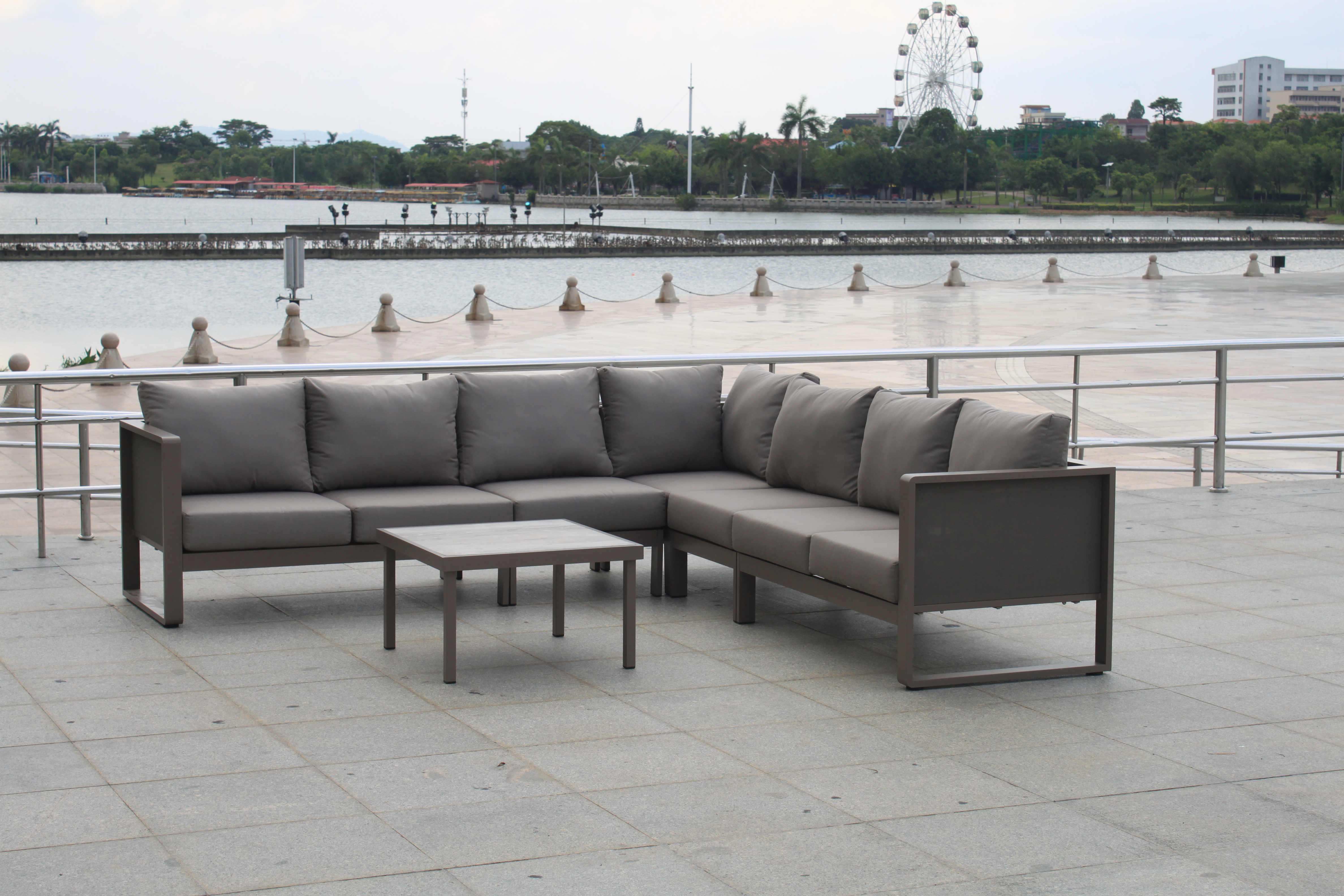 L-Shaped Aluminum Outdoor Sectional Sofa Set