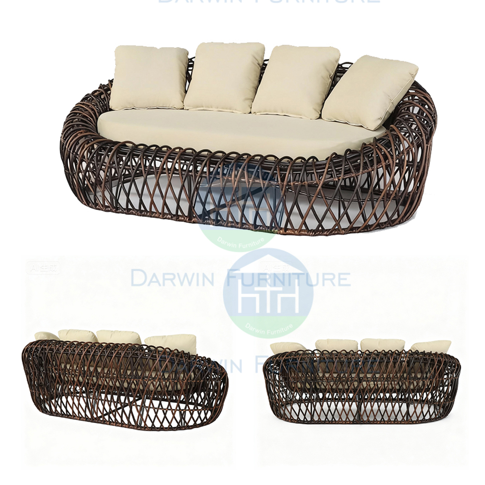 Luxury Thick-Weave Rattan Outdoor Sofa Set