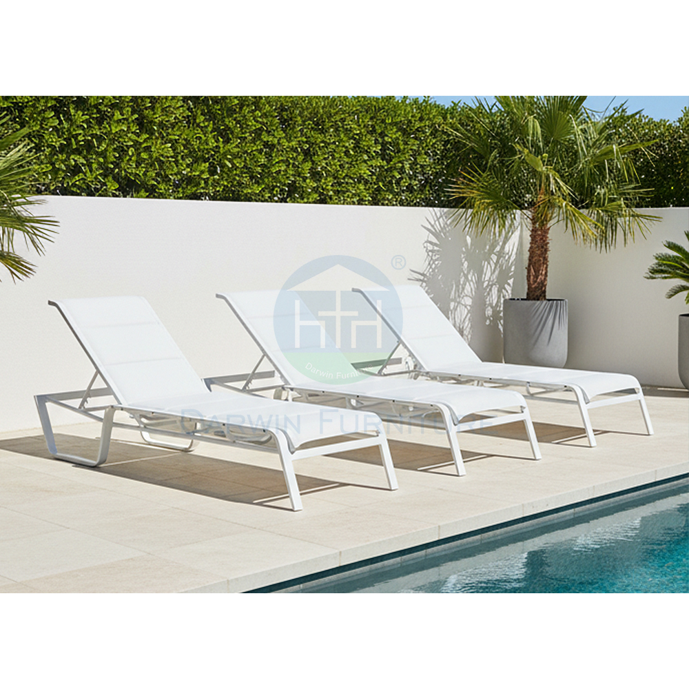 Commercial White Aluminum Pool Lounger