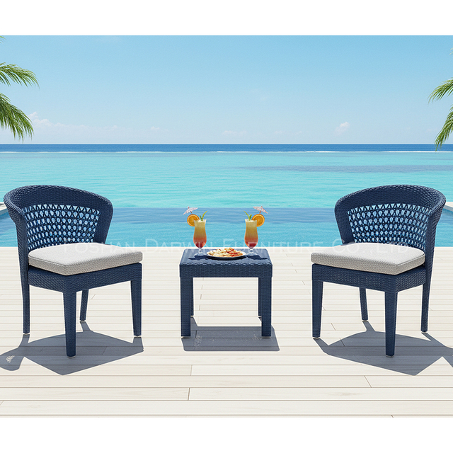 Waterproof Rattan Patio Chair and Table Balcony Set Aluminum Frame Hotel Courtyard Outdoor Garden Furniture