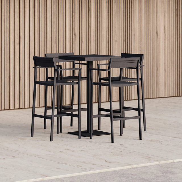 Commercial Outdoor New Garden Furniture Hot-Sale Aluminum Bar Set With Stool Table Chairs Dining Exterior Hotel Bar Stool
