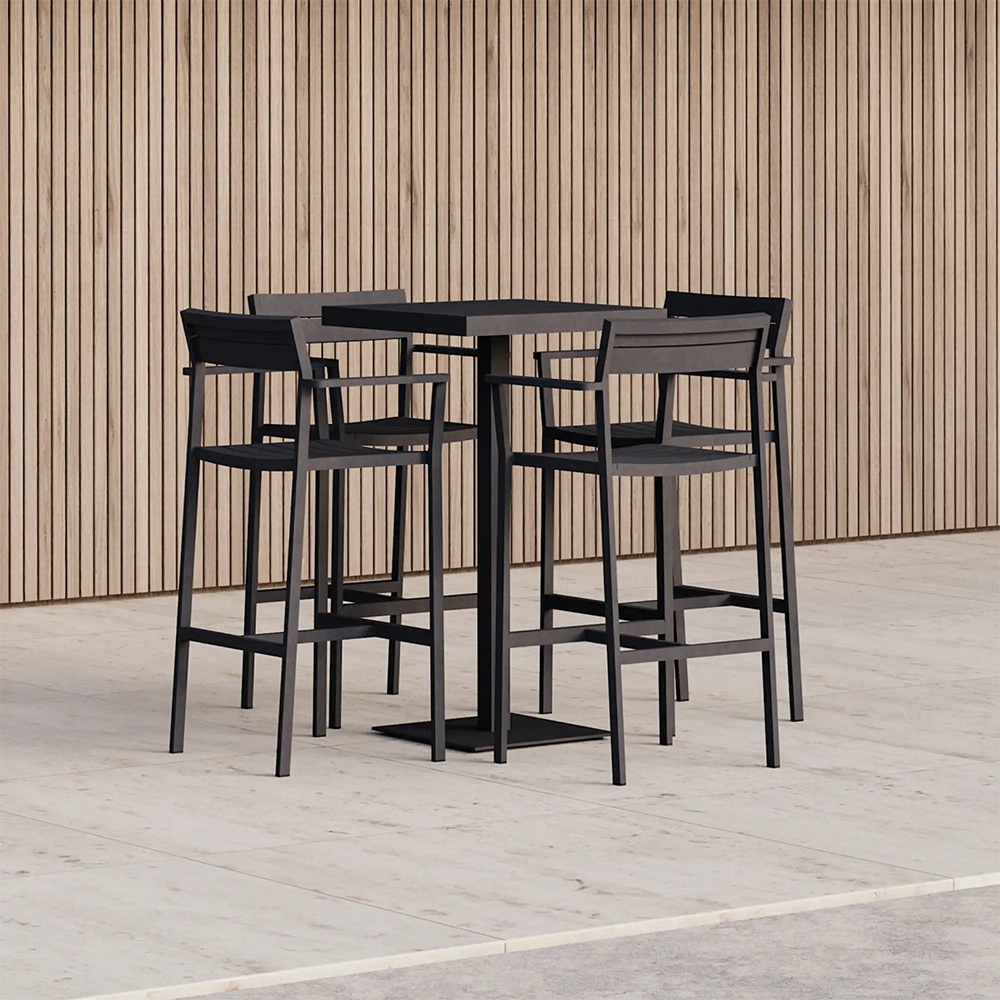 Commercial Outdoor New Garden Furniture Hot-Sale Aluminum Bar Set With Stool Table Chairs Dining Exterior Hotel Bar Stool
