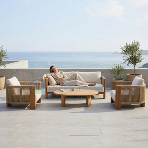 Modern Outdoor Wooden Sofa Set Teak Wood Patio Sofa Furniture