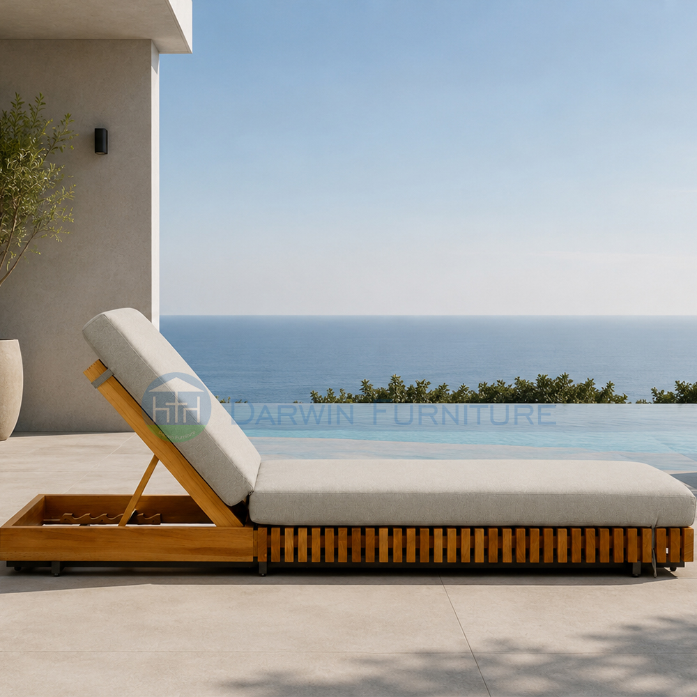Premium Teak Wood Outdoor Sun Lounger 