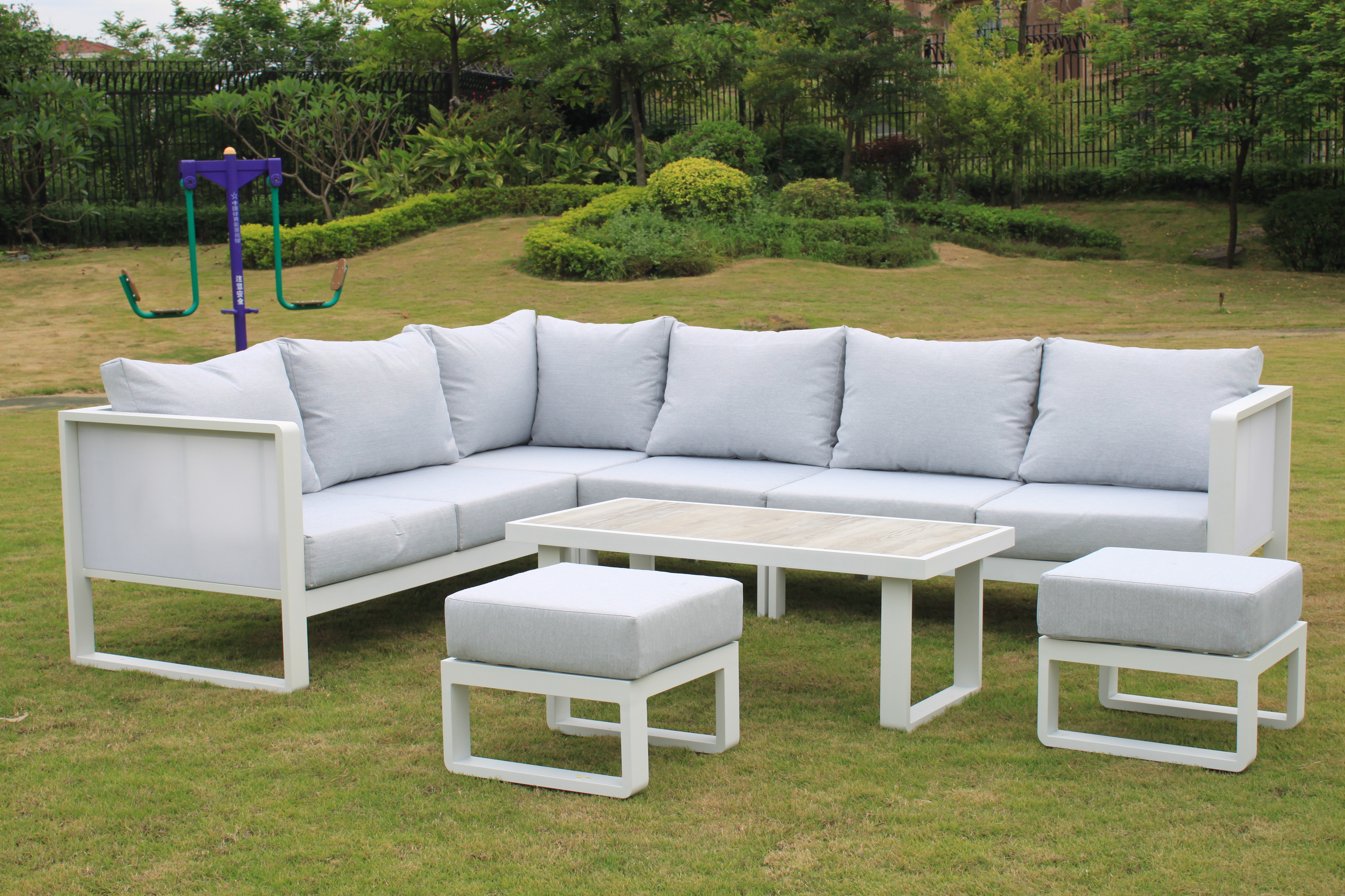 L-Shaped Aluminum Outdoor Sectional Sofa Set