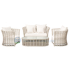 Modern Outdoor PE Rattan Patio Furniture Set with Sintered Stone Tabletop Waterproof Fabric