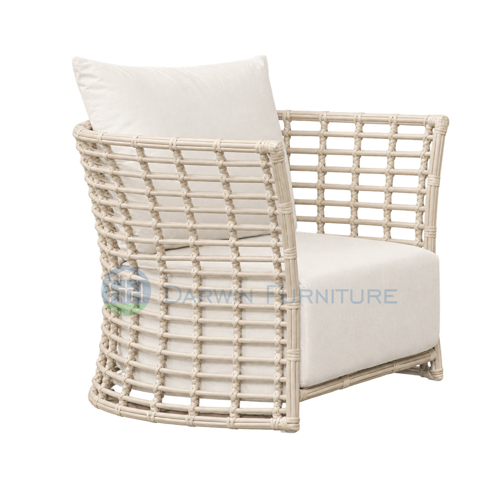 Modern Outdoor PE Rattan Patio Furniture Set with Sintered Stone Tabletop Waterproof Fabric