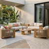 Modern Outdoor Wooden Sofa Set Teak Wood Patio Sofa Furniture
