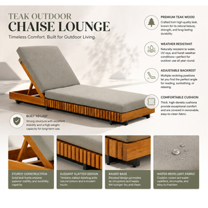 Premium Teak Wood Outdoor Sun Lounger 