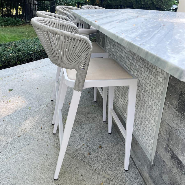 Commercial-Grade Rope Woven Outdoor Aluminum Bar Chair