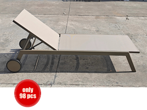 Adjustable Sun Lounger with Wheels- Grey