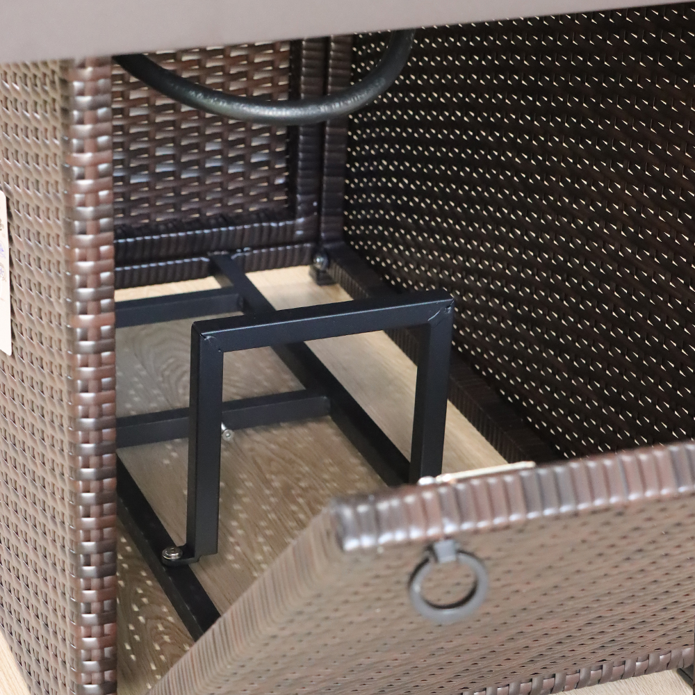 Modern Rattan Gas Fire Pit Table