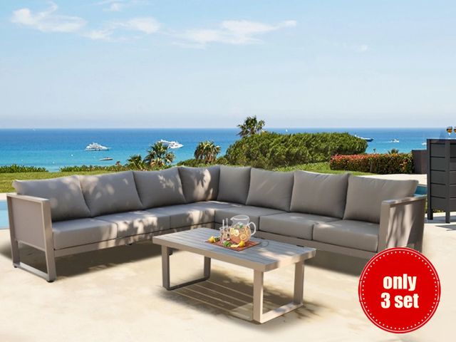 L-Shaped Aluminum Outdoor Sectional Sofa Set