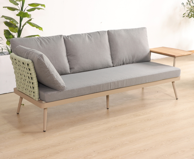 Modern Villa Courtyard Garden Sofa Set PE Rattan Combination Conversation Rope Sectional Sofa L Shape Outdoor Furniture