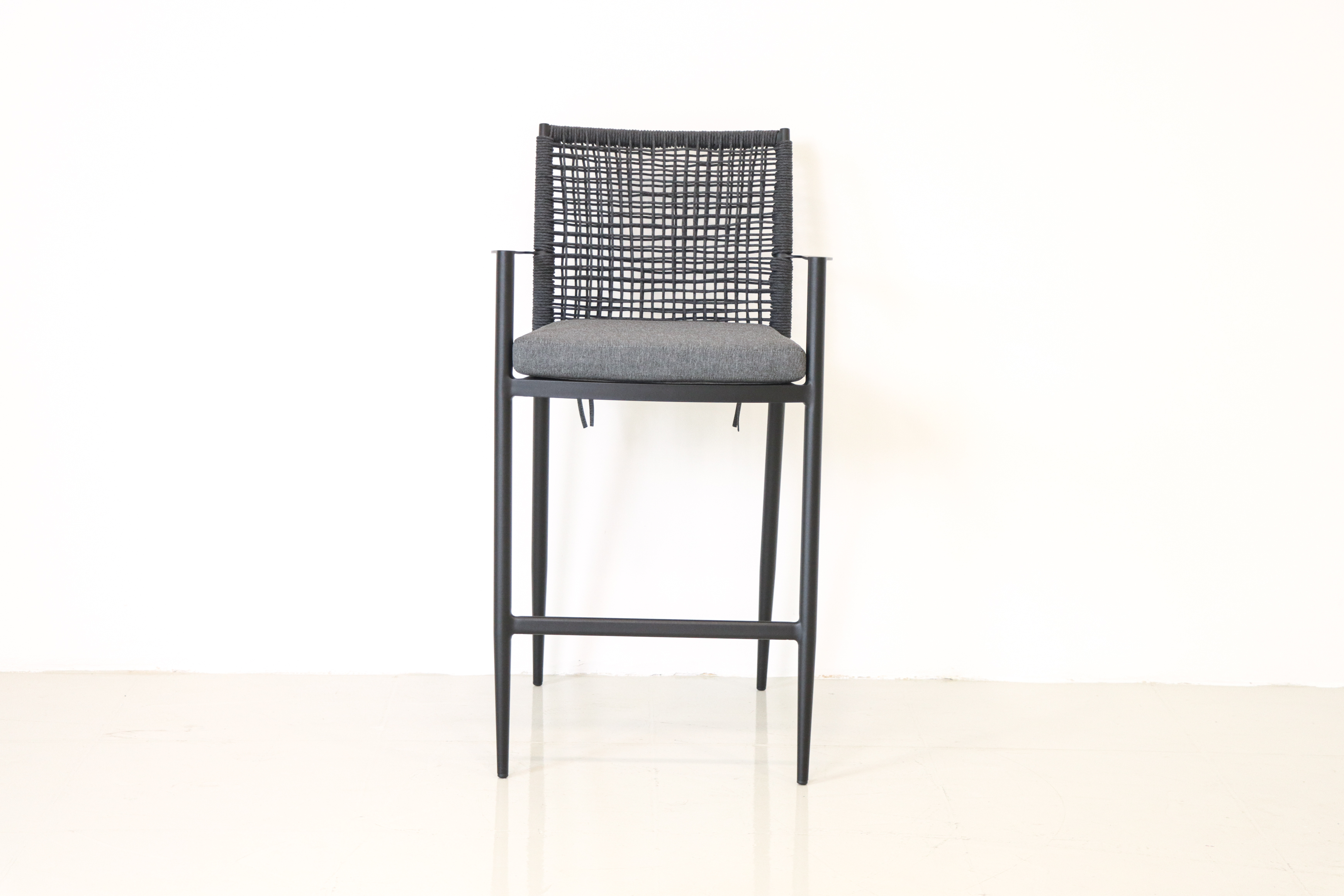 Modern Outdoor Commercial Dining Bar Chair Cushion Durable Knock Structure Aluminum Frame Rope Weaving Panel Style Home Office