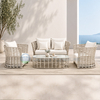 Modern Outdoor PE Rattan Patio Furniture Set with Sintered Stone Tabletop Waterproof Fabric